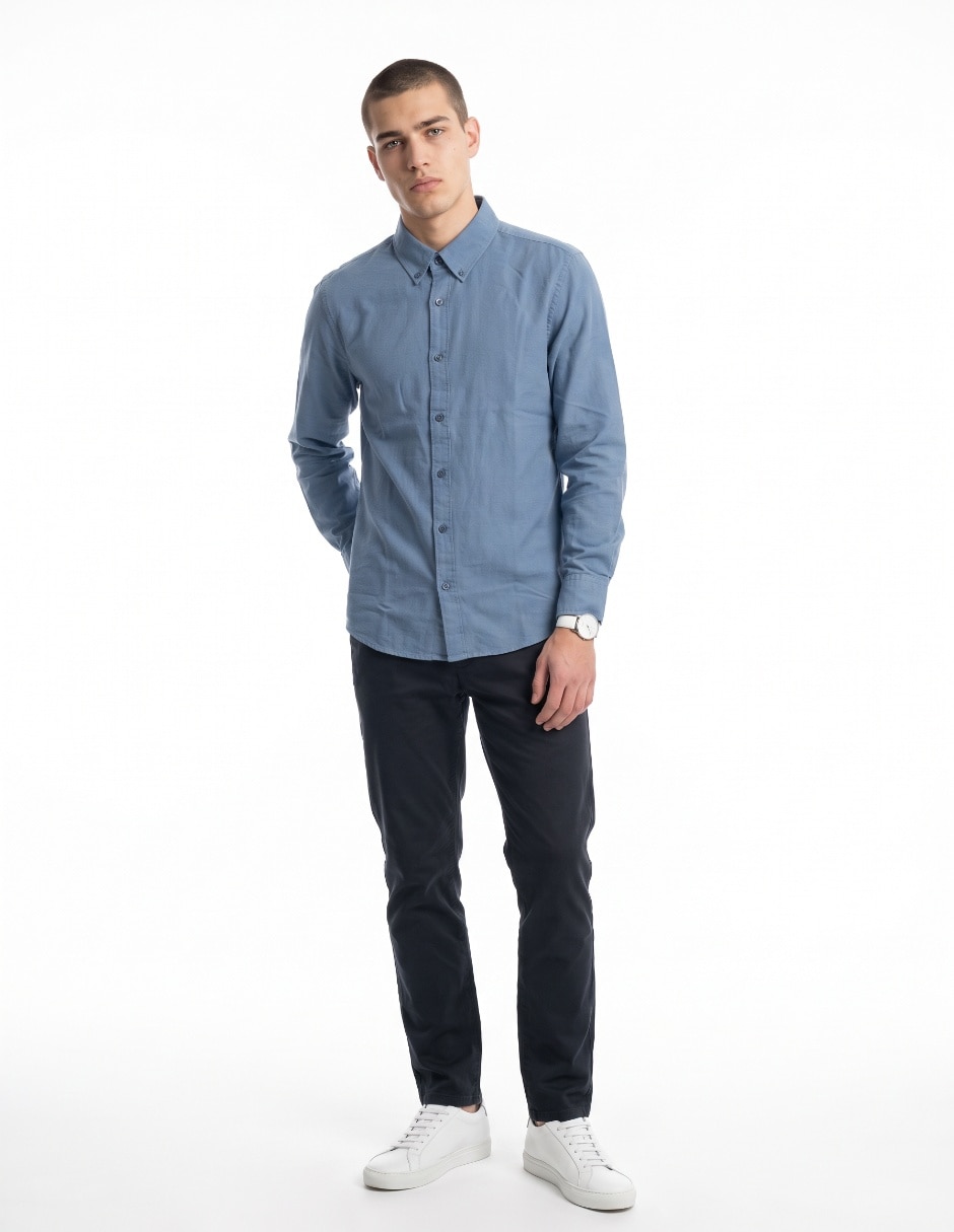 Camisa casual de algodón manga larga para hombre Camisa casual de algodón manga larga para hombre