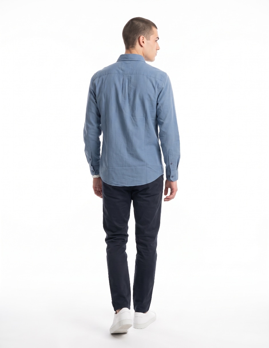 Camisa casual de algodón manga larga para hombre 2