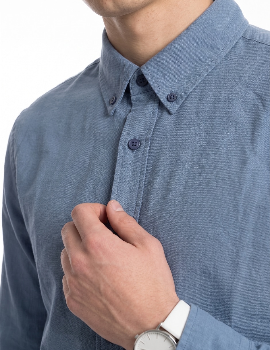 Camisa casual de algodón manga larga para hombre 4