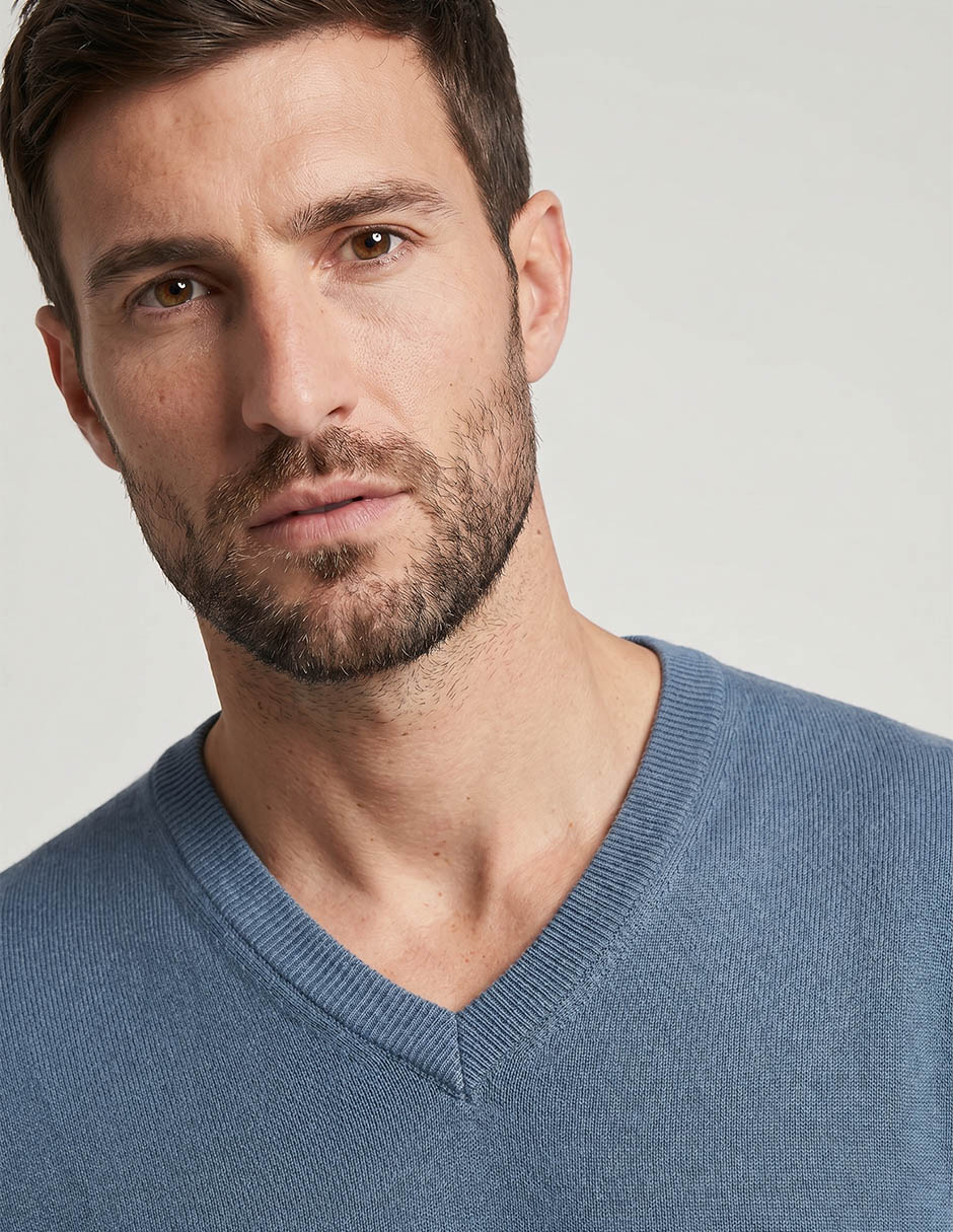 Suéter cuello v para hombre 2