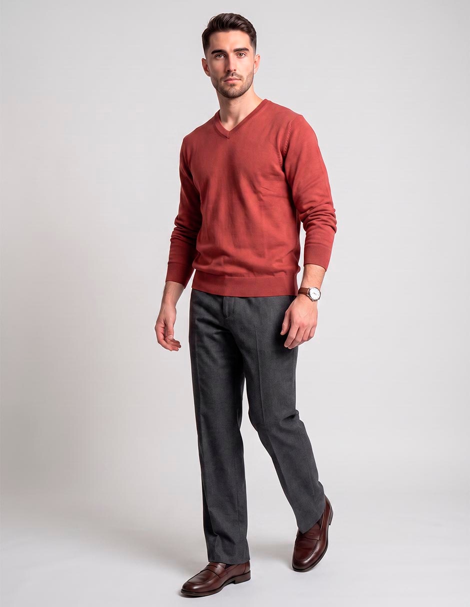 Suéter cuello v para hombre 1