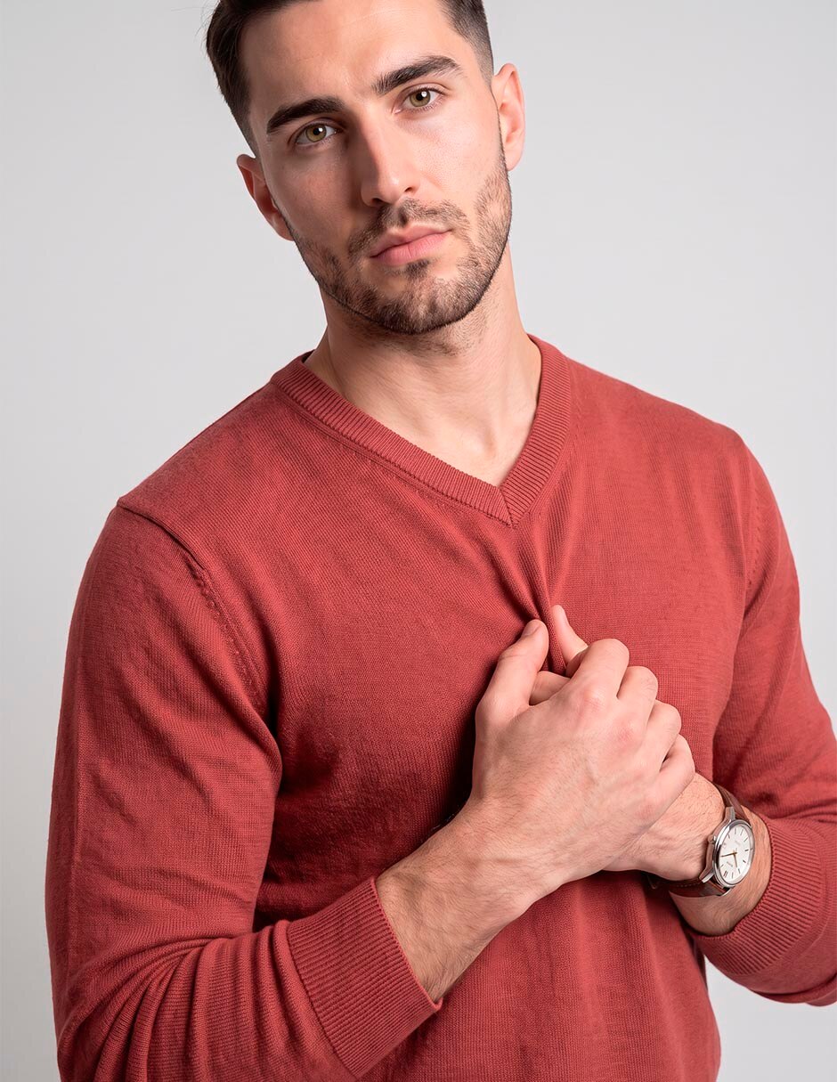 Suéter cuello v para hombre 3