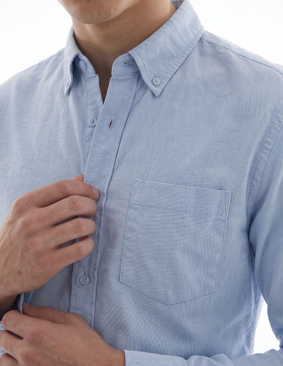 Camisa casual de algodón manga larga para hombre 4