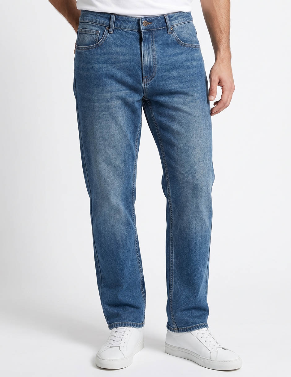 Jeans straight lavado medio para hombre