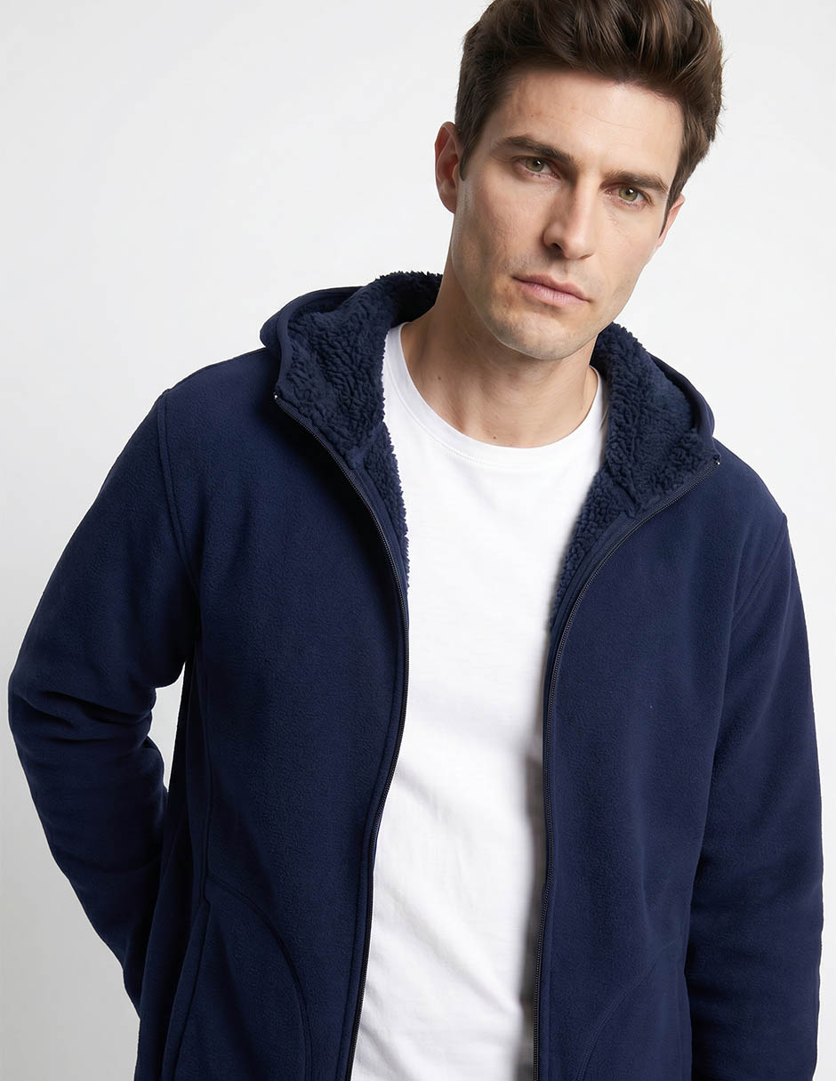 Chamarra casual capucha y bolsillos para hombre 1