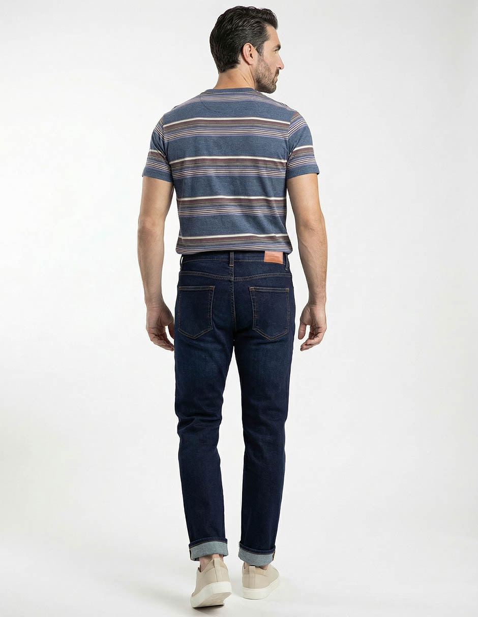 Jeans straight lavado obscuro para hombre 7