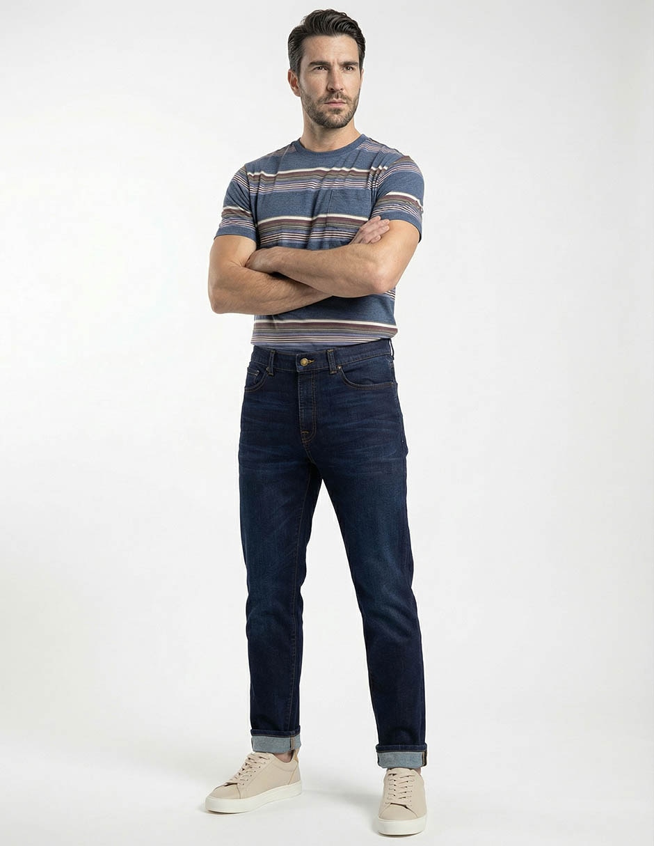 Jeans straight lavado obscuro para hombre 8