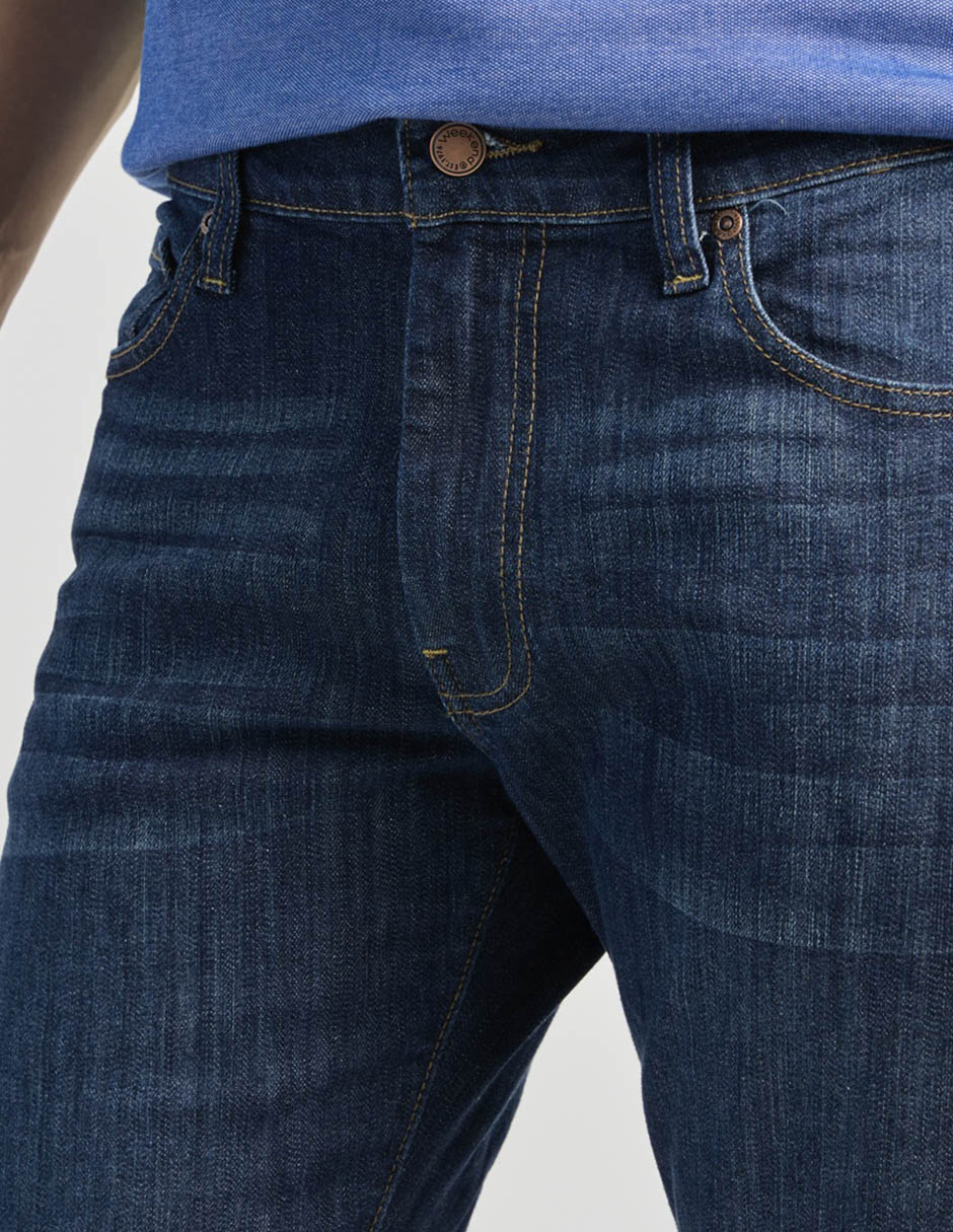 Jeans straight lavado whisker para hombre