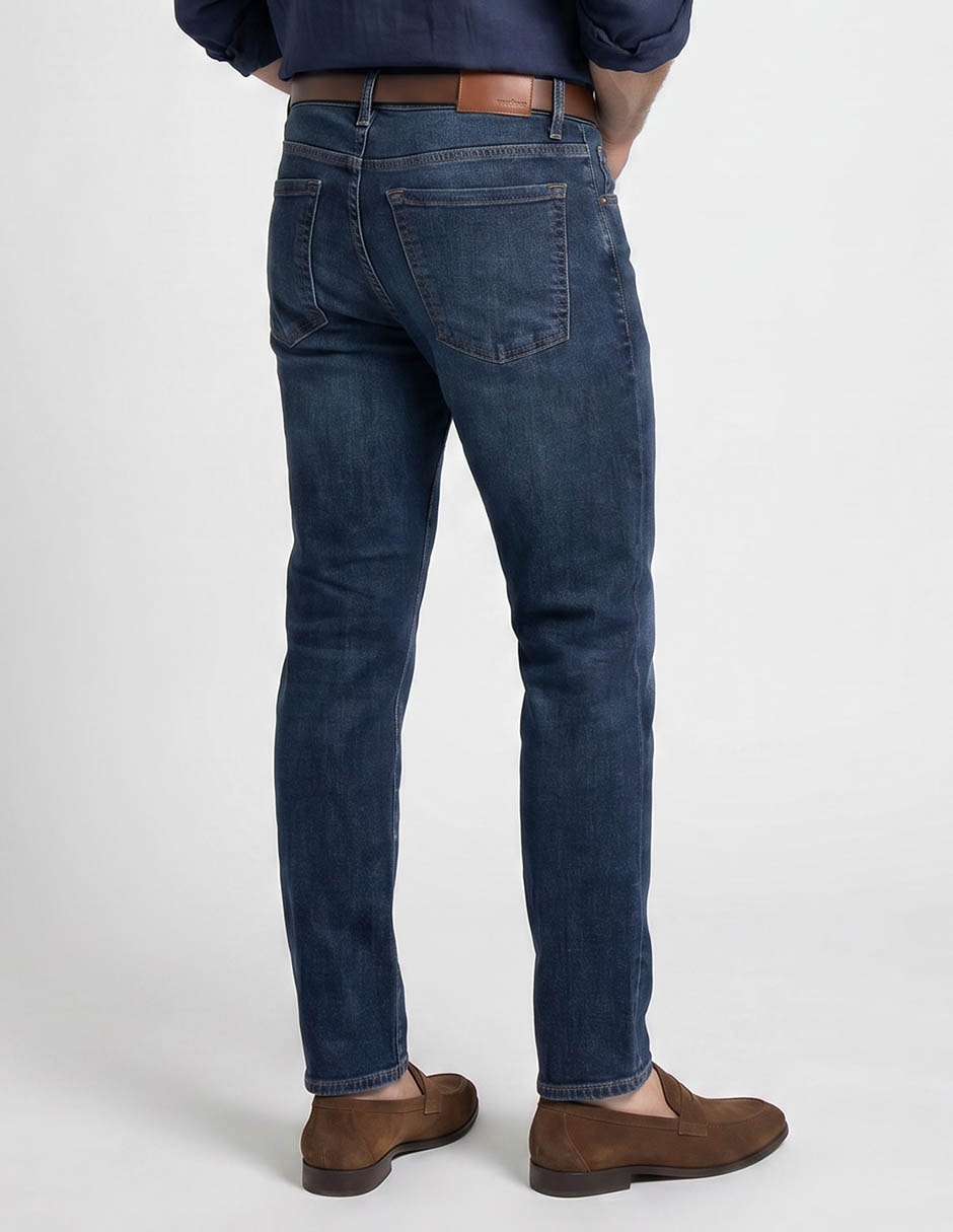Jeans straight deslavado para hombre 2