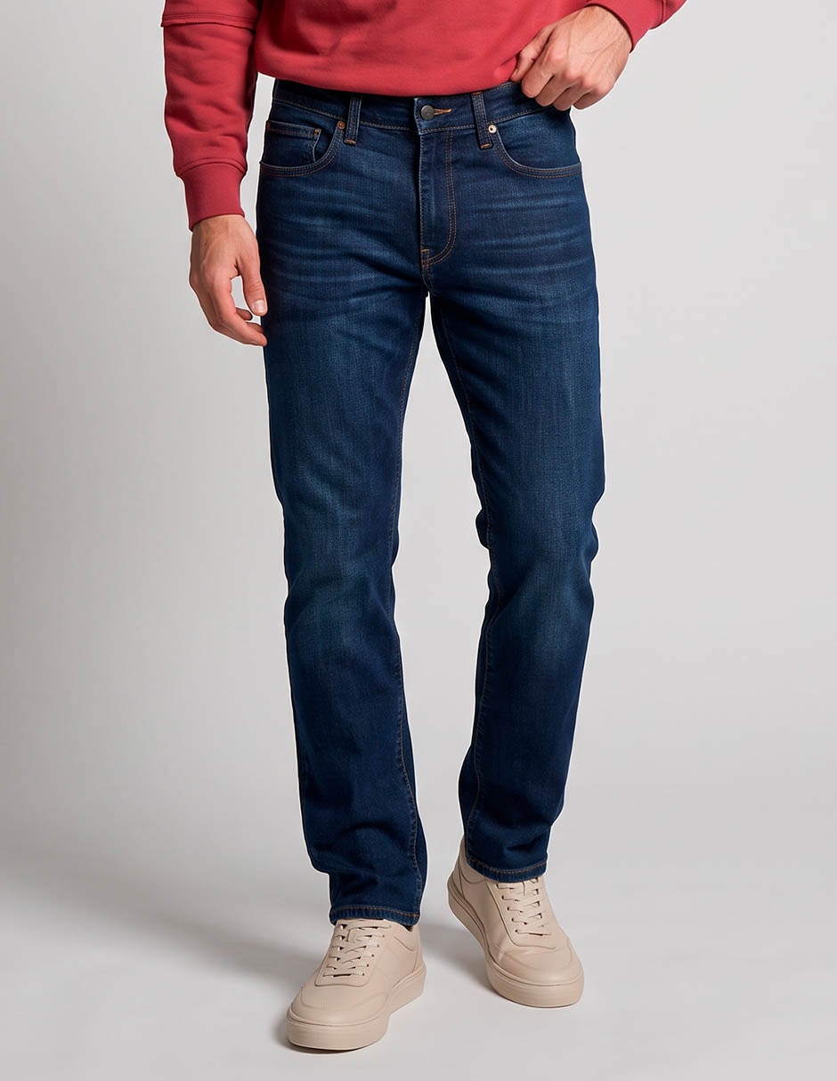 Jeans straight lavado medio para hombre