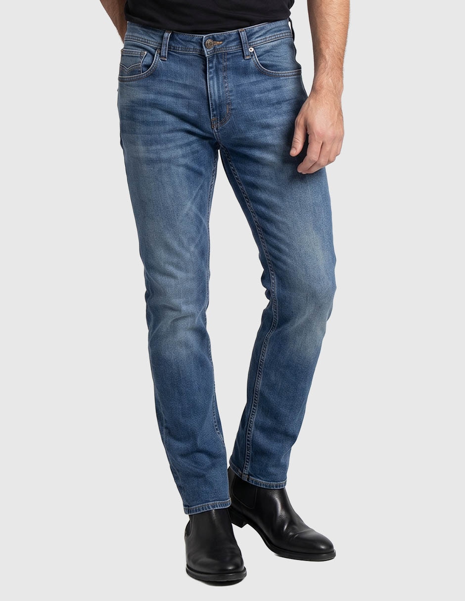 Jeans slim lavado stone wash para hombre 1