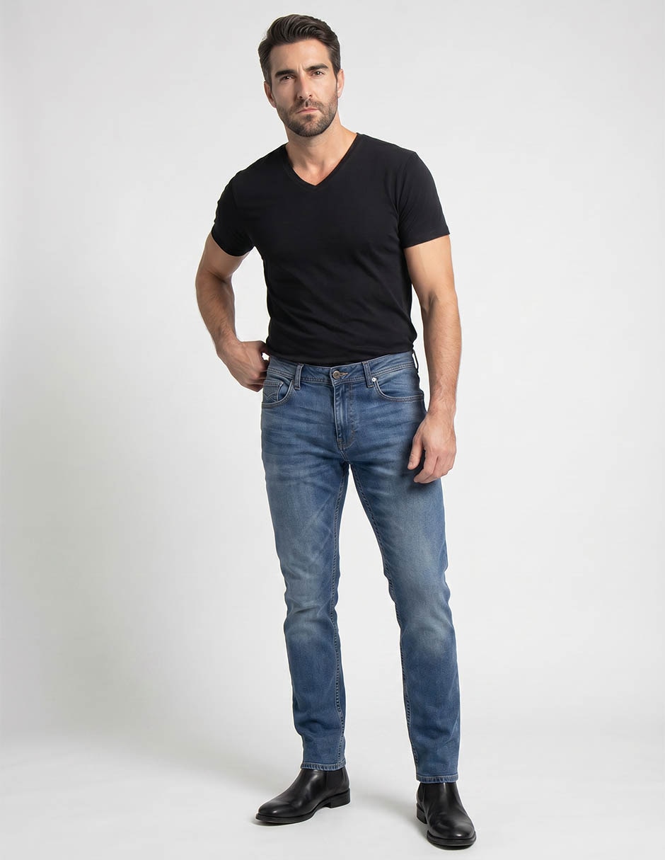 Jeans slim lavado stone wash para hombre 3