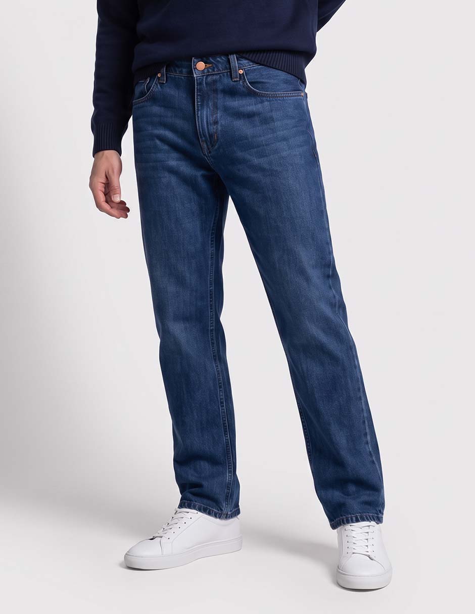 Jeans recto lavado medio para hombre Jeans recto lavado medio para hombre