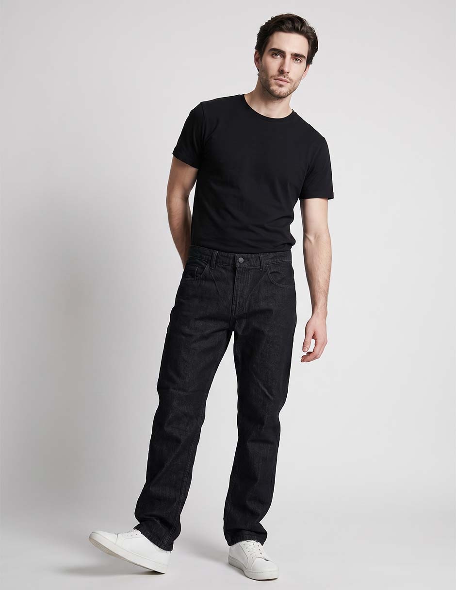 Jeans straight lavado obscuro para hombre 5