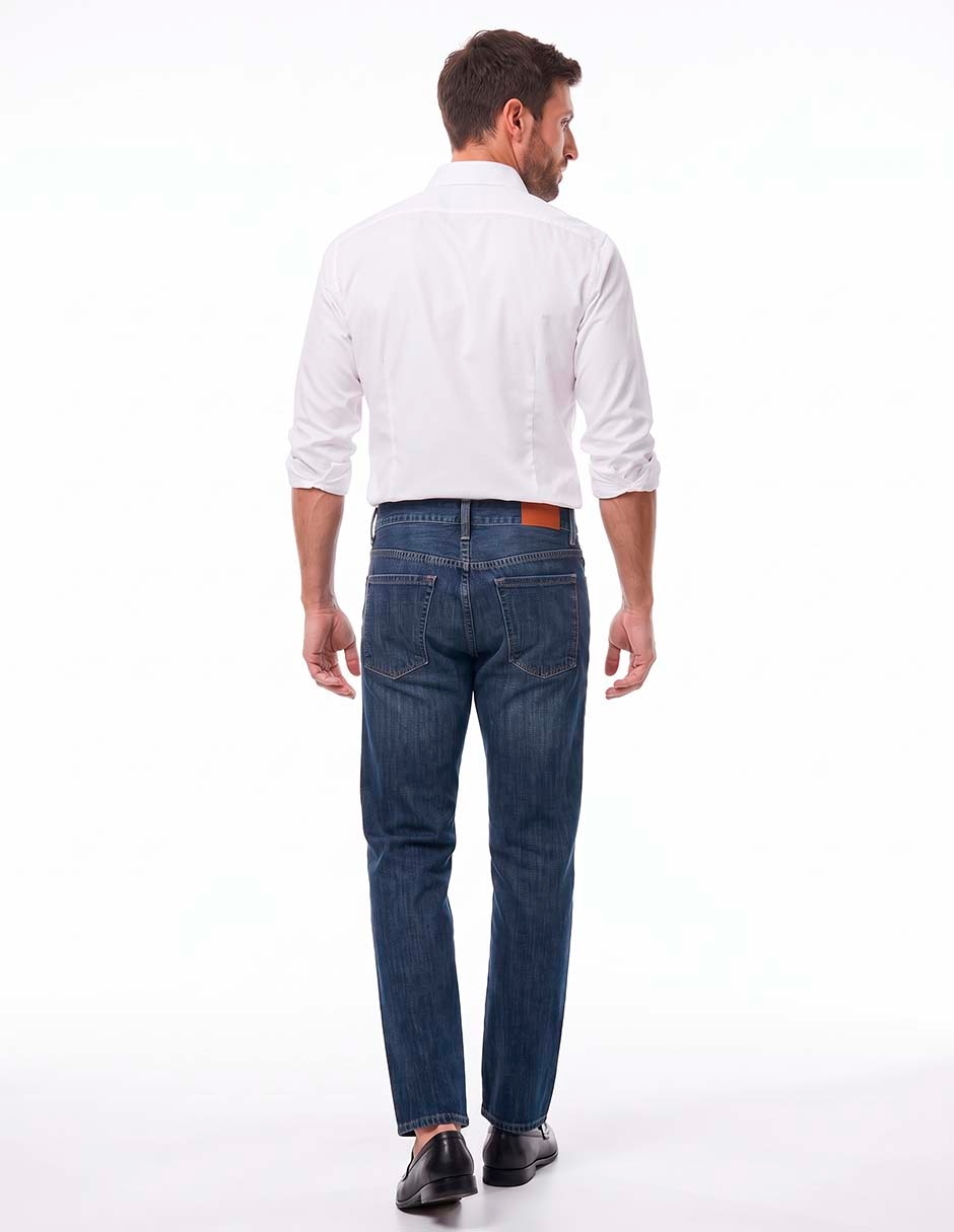 Jeans straight lavado stone wash para hombre 2