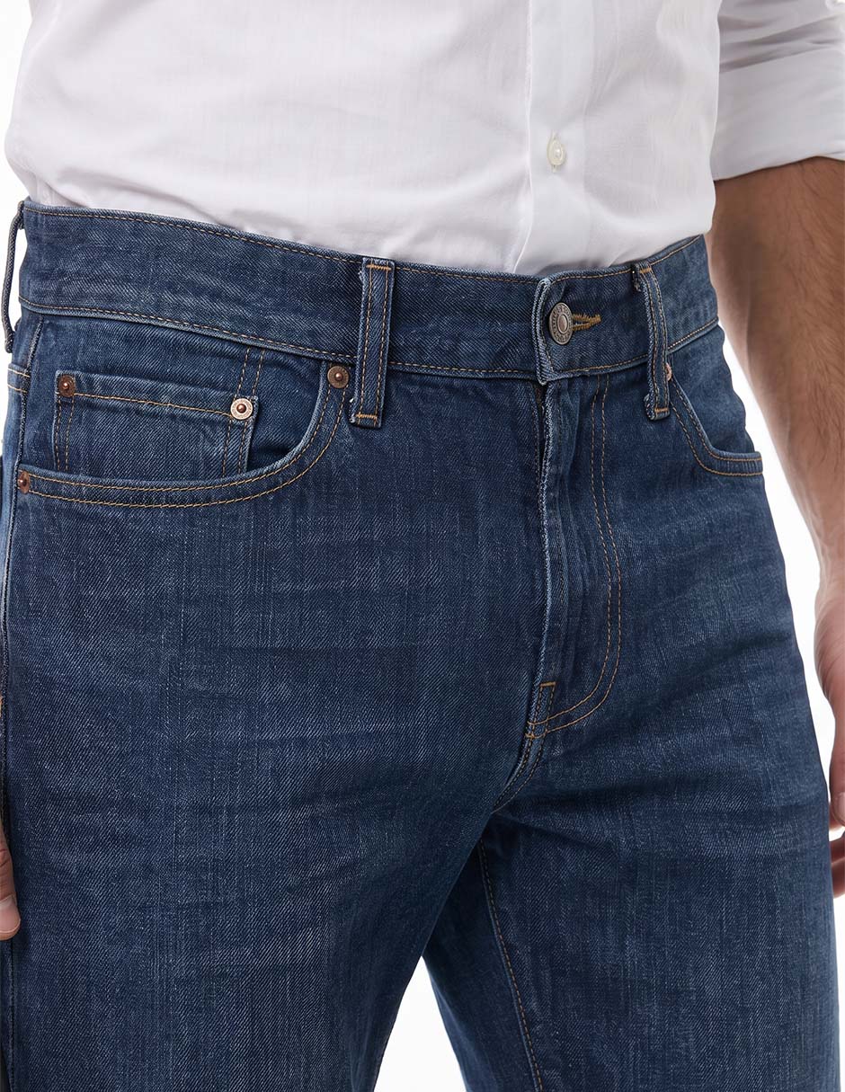 Jeans straight lavado stone wash para hombre 4